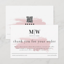 Carte De Remerciements Fiche d'information sur le monogramme rose pour l'