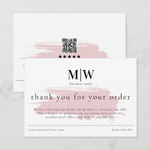 Carte De Remerciements Fiche d'information sur le monogramme rose pour l'
