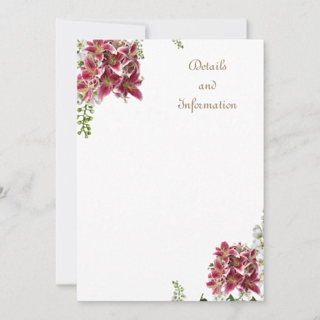 Carte De Remerciements Fiche Mariage Détails et Information (Devant)