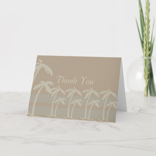 Carte De Remerciements Fidji : Palmiers tropicaux en Taupe, Creme, Bleu (Devant)