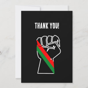 Carte De Remerciements fierté noire drapeau rouge vert poing panafricain