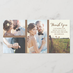Carte De Remerciements Fil Barbed rural clôture Mariage rustique
