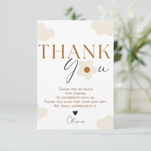 Carte De Remerciements Fille à thème fleur sauvage anniversaire (Debout devant)