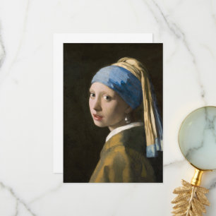 Carte De Remerciements Fille avec une perle à oreille par Johannes Vermee