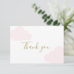 Carte de remerciements fille Baby shower rose nuag