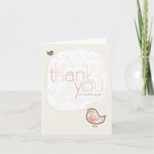 Carte De Remerciements Fille Bébé Fantaisiste Damassé Rose Baby Shower/Na