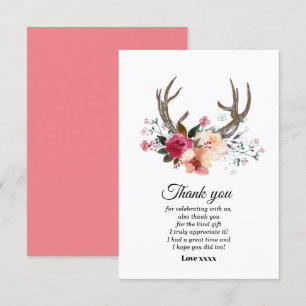 Carte De Remerciements fille de fleurs boho antler