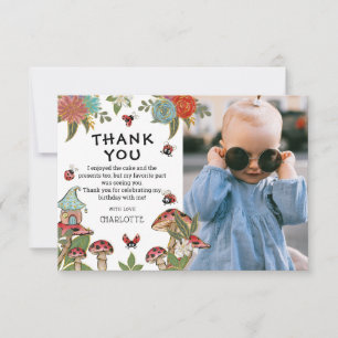 Carte De Remerciements Fille de la dame coccinelle aquarelle magique Phot