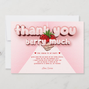 Carte De Remerciements Fille de paille rose Anniversaire Photo Berry beau