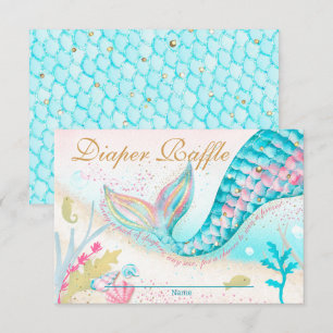 Carte De Remerciements Fille de sirène lunatique Baby shower Déchets Raff