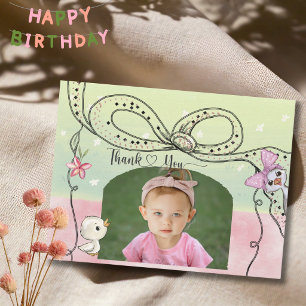 Carte De Remerciements Fille du 1er anniversaire de l'oie idiote Photo av