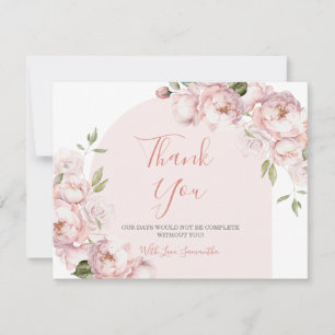 Carte De Remerciements Fille Fleurs Roses Baby Shower Bébé en Fleur
