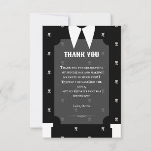 Carte De Remerciements Fille gothique en robe noire Anniversaire
