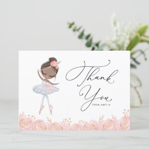 Carte De Remerciements Fille noire Ballerina en robe blanche Anniversaire
