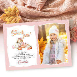 Carte De Remerciements Fille Patch de citrouilles Nœuds Anniversaire Reme