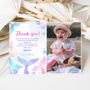 Carte De Remerciements Fille Sirène Fête d'anniversaire Photo
