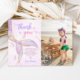 Carte De Remerciements Fille Sirène Fête d'anniversaire Photo