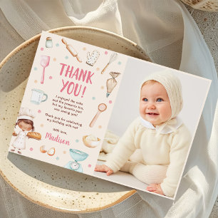 Carte De Remerciements Filles Baking Premier anniversaire de la fête Phot