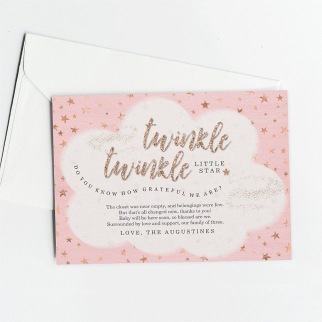 Carte De Remerciements Filles de l'étoile brillante, rose, Baby Shower (Créateur téléchargé)