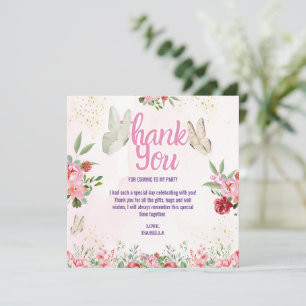 Carte De Remerciements Filles Mignon Rose Papillon Violet Enfants Anniver