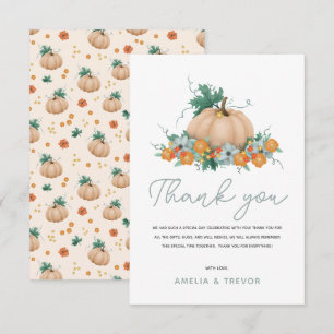 Carte De Remerciements Filles mignonnes Automne Citrouille Baby shower d'