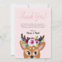 Filles mignonnes rose Floral Baby shower de cerfs