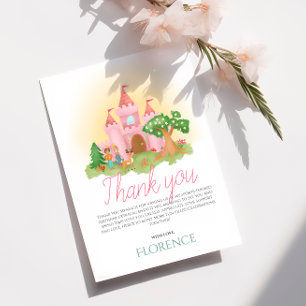 Carte De Remerciements Filles Mignonnes Rose Princesse Enfants Anniversai