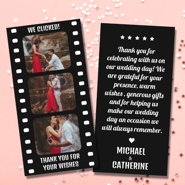 Carte De Remerciements Film Strip Black and White Cinema Mariage (Créateur téléchargé)
