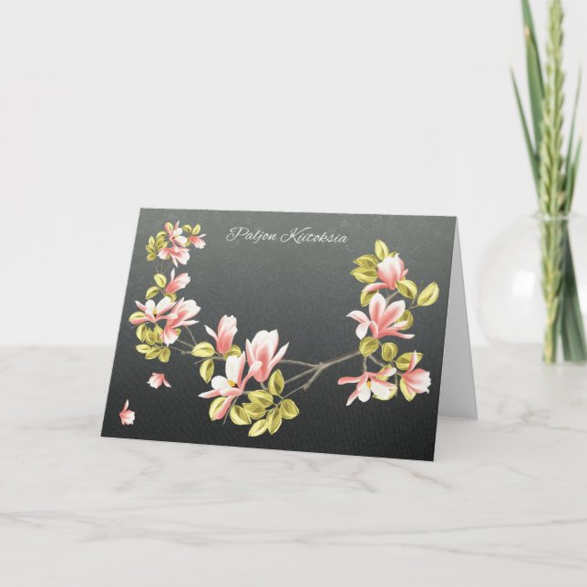 Carte de remerciements finlandaise avec magnolia r (Devant)