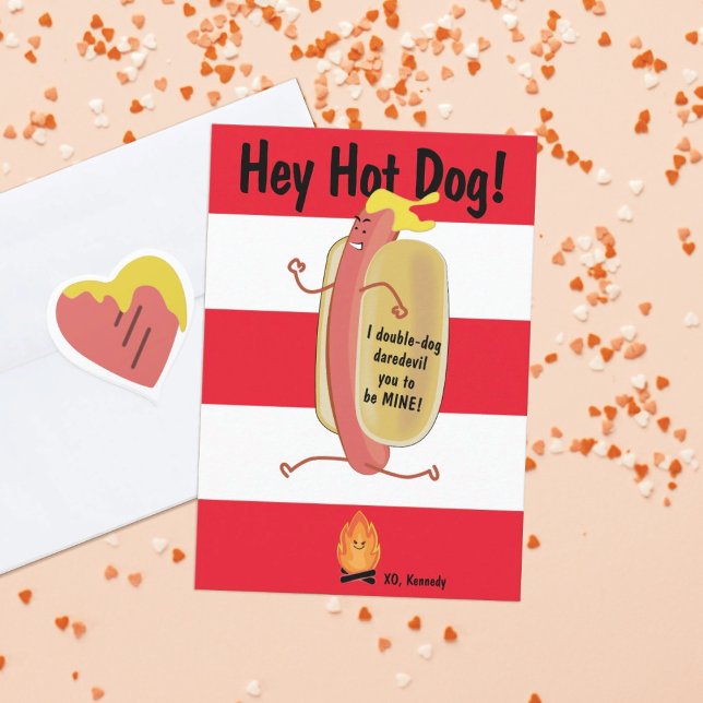 Carte De Remerciements Fire Jumping Hot Kids School Valentine's Day Card (Créateur téléchargé)