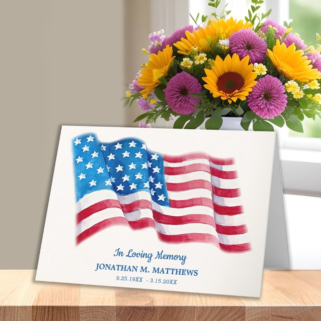 Carte De Remerciements Flag américain Patriotic Memorial Anciens combatta (Créateur téléchargé)