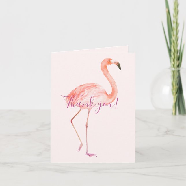 Carte De Remerciements Flamant rose rose (Devant)