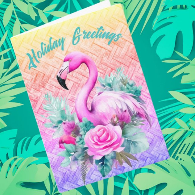 Carte De Remerciements Flamant rose rose pastel customisé Tropical (For your tropical holiday!)