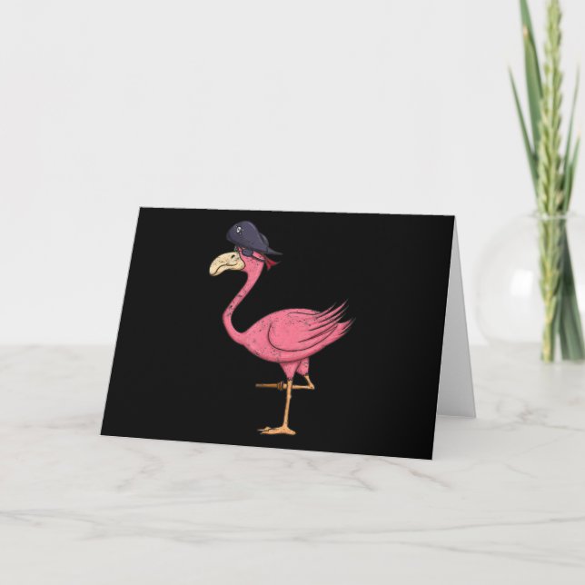 Carte De Remerciements Flamant rose rose Pirate Avec Eyepatch Halloween (Devant)