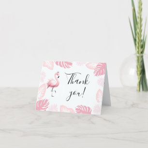 Carte De Remerciements Flamant rose rose Tiara Feuille tropicale Élégant 