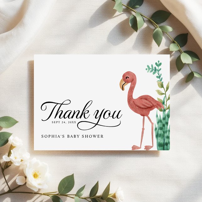 Carte De Remerciements Flamant rose Safari Jungle Baby shower garçons (Créateur téléchargé)