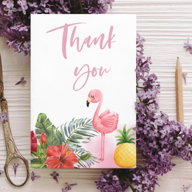 Carte De Remerciements Flamant rose tropical Baby shower de fille rose (Créateur téléchargé)