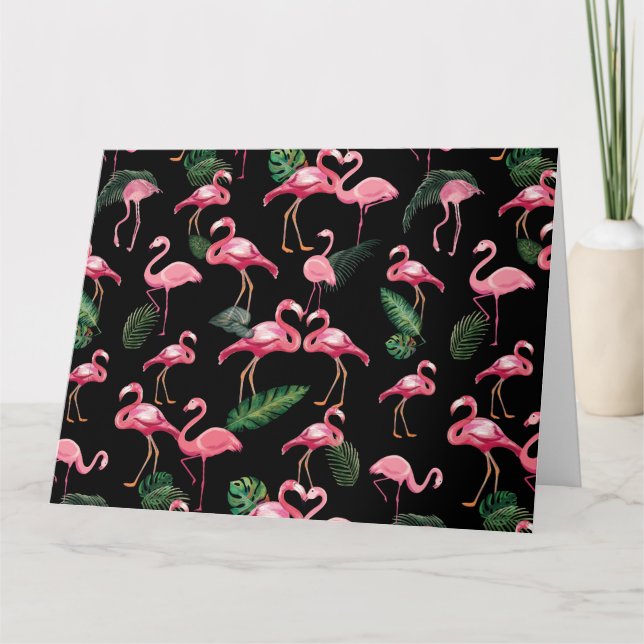 Carte De Remerciements Flamants roses Love Motif 4 (Devant)