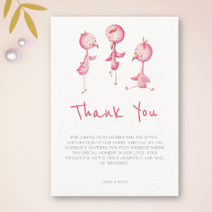 Carte De Remerciements Flamants roses roses mignons Triplets Baby shower
