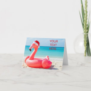 Carte De Remerciements Flamingo de Noël avec chapeau de santa
