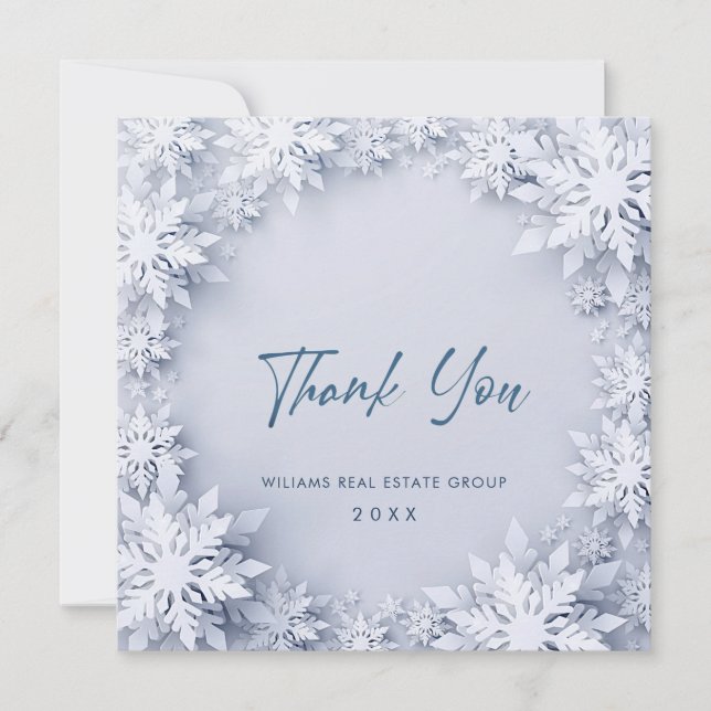 Carte De Remerciements Flammes de neige 3D Élégantes Fêtes de Noël d'entr (Devant)
