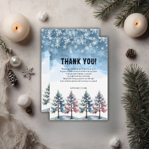 Carte De Remerciements Flammes de neige et Baby shower des pins