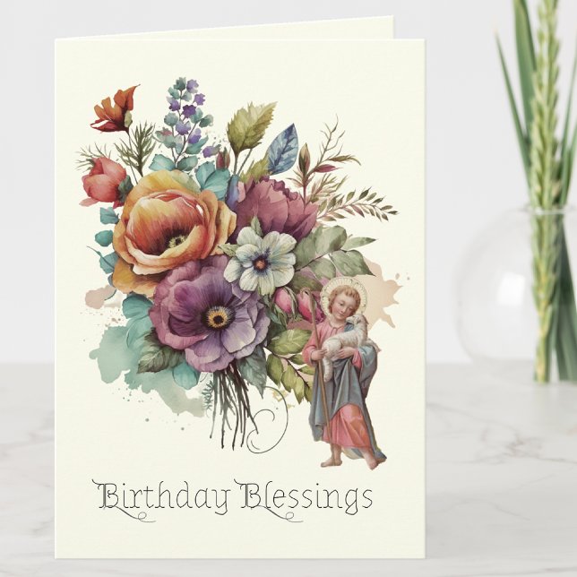 Carte De Remerciements Fleur Anniversaire Religieux Jésus chrétien (Créateur téléchargé)