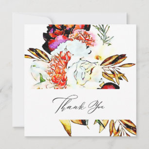 Carte De Remerciements *~* Fleur AR15 - QR PHOTO Elégant Mariage d'art