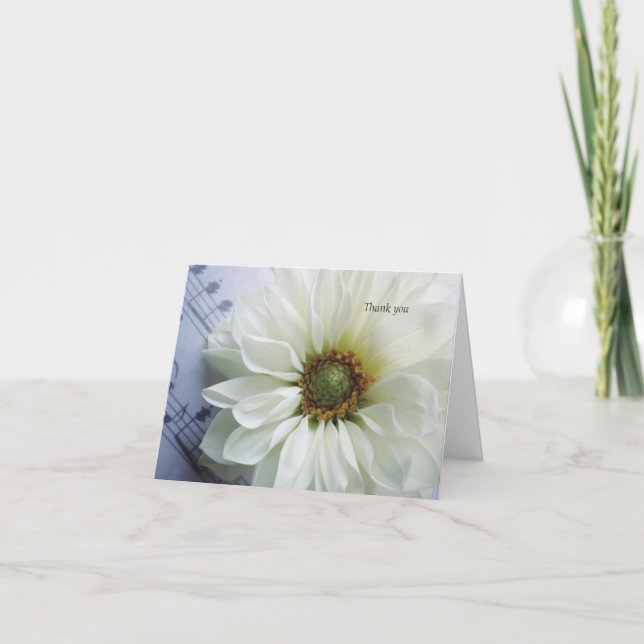 Carte De Remerciements Fleur blanche avec musique (Devant)