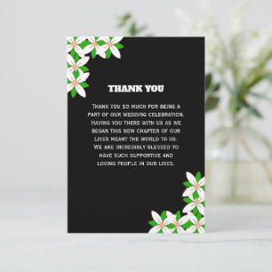 Carte De Remerciements Fleur blanche et verte minimaliste