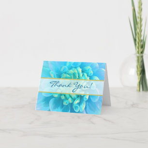 Carte De Remerciements Fleur Bleue Turquoise Mariage Remerciement