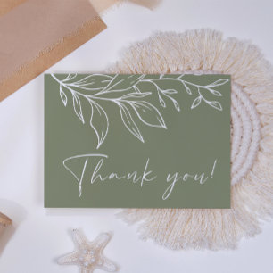 Carte De Remerciements Fleur Boho Vert Sage