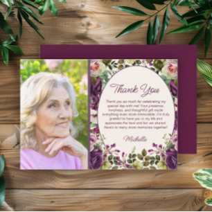 Carte De Remerciements Fleur botanique rose violet 60e anniversaire Photo