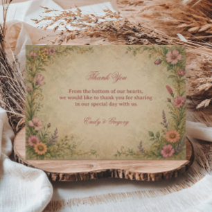 Carte De Remerciements Fleur botanique vintage